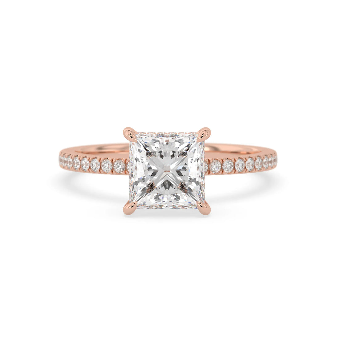 OctaPearl 2 ct Princess Cut Hidden Halo Lab Grown Diamond Engagement Ring