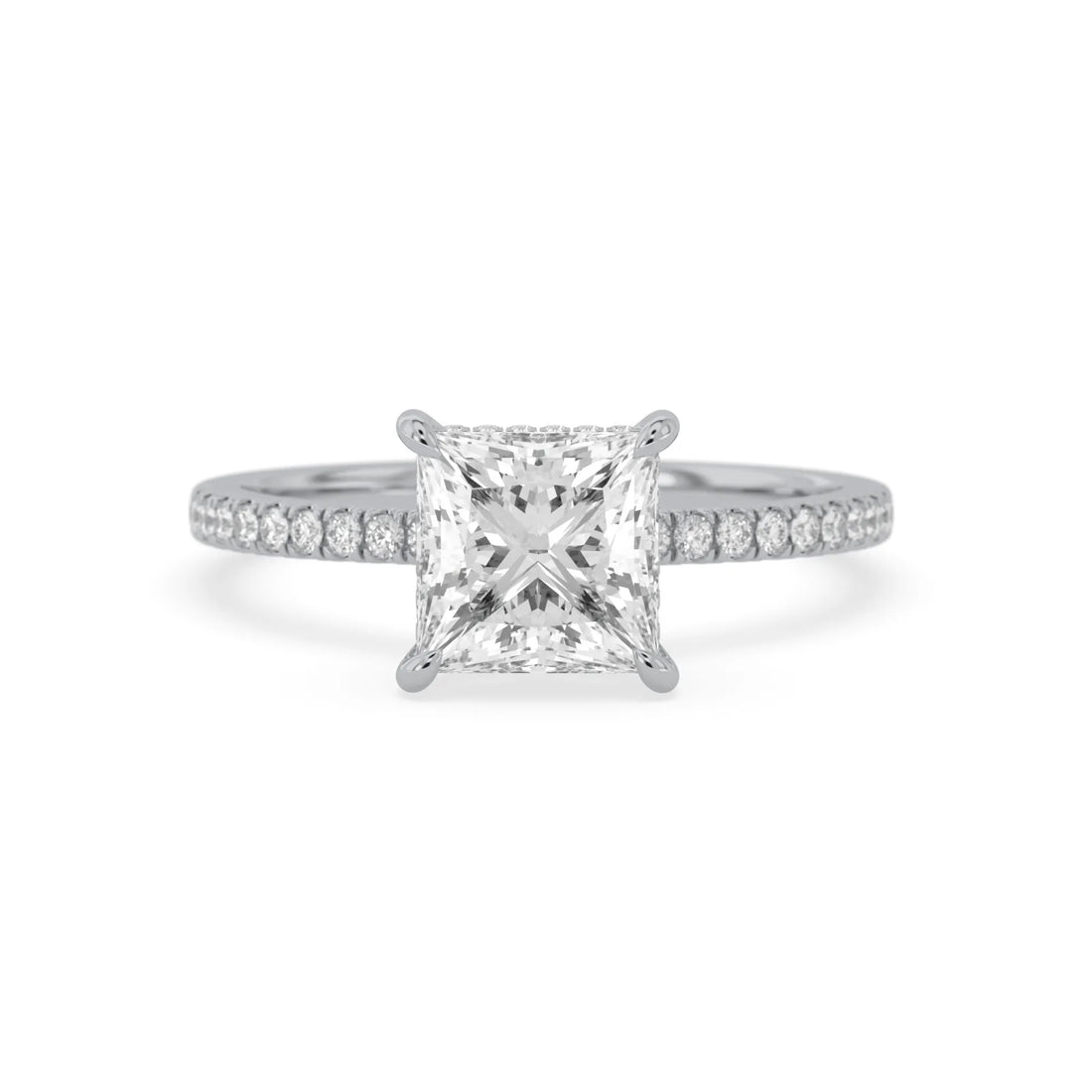 OctaPearl 2 ct Princess Cut Hidden Halo Lab Grown Diamond Engagement Ring