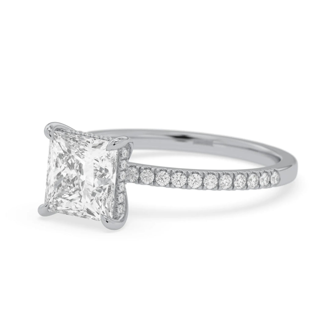 OctaPearl 2 ct Princess Cut Hidden Halo Lab Grown Diamond Engagement Ring