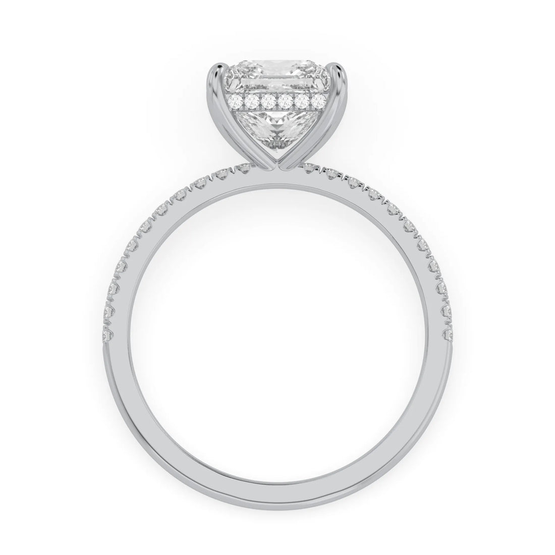 OctaPearl 2 ct Princess Cut Hidden Halo Lab Grown Diamond Engagement Ring