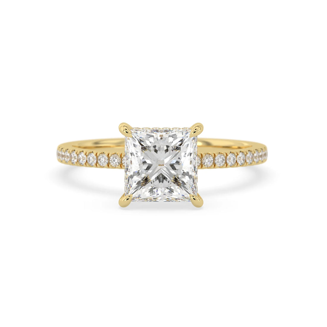 OctaPearl 2 ct Princess Cut Hidden Halo Lab Grown Diamond Engagement Ring