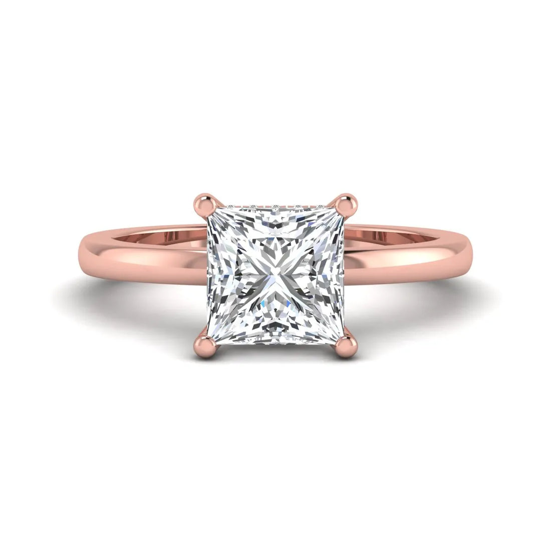 OctaPearl 2.5 ct Princess Cut Hidden Halo Lab Grown Diamond Solitaire Engagement Ring
