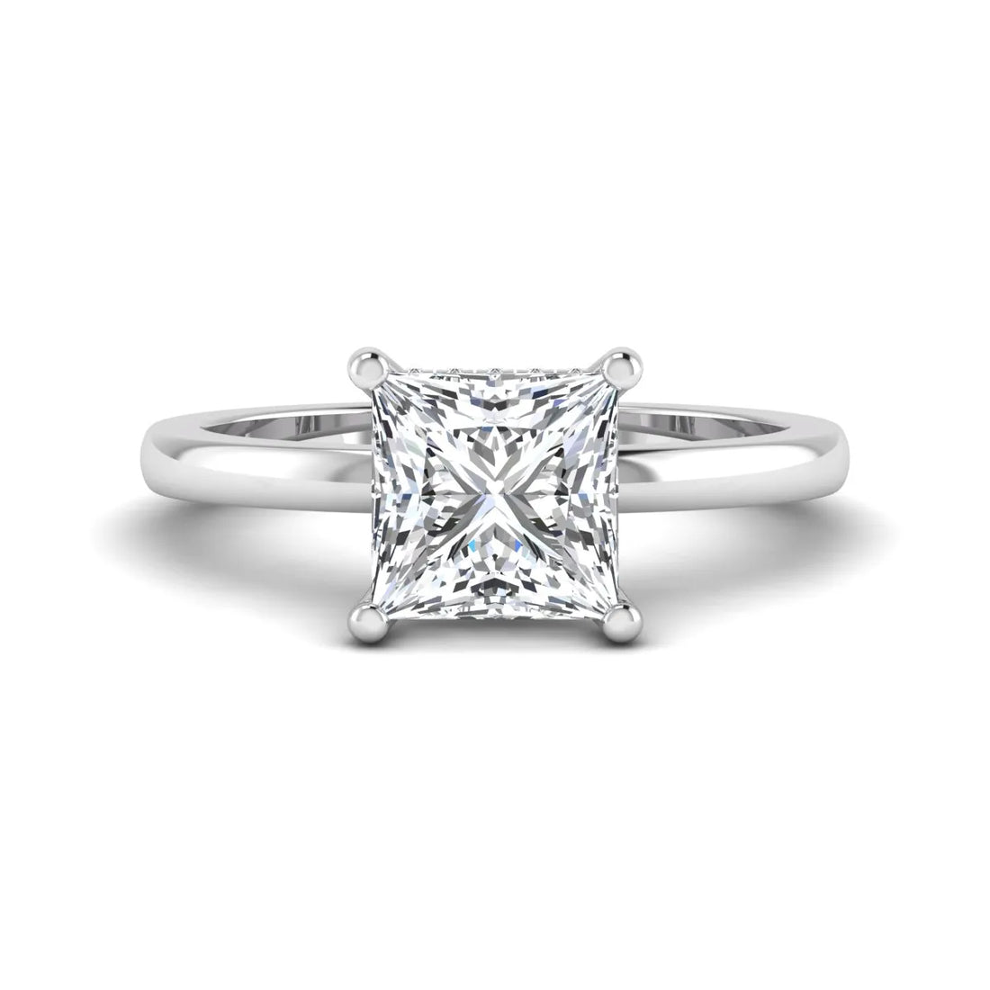 OctaPearl 2.5 ct Princess Cut Hidden Halo Lab Grown Diamond Solitaire Engagement Ring