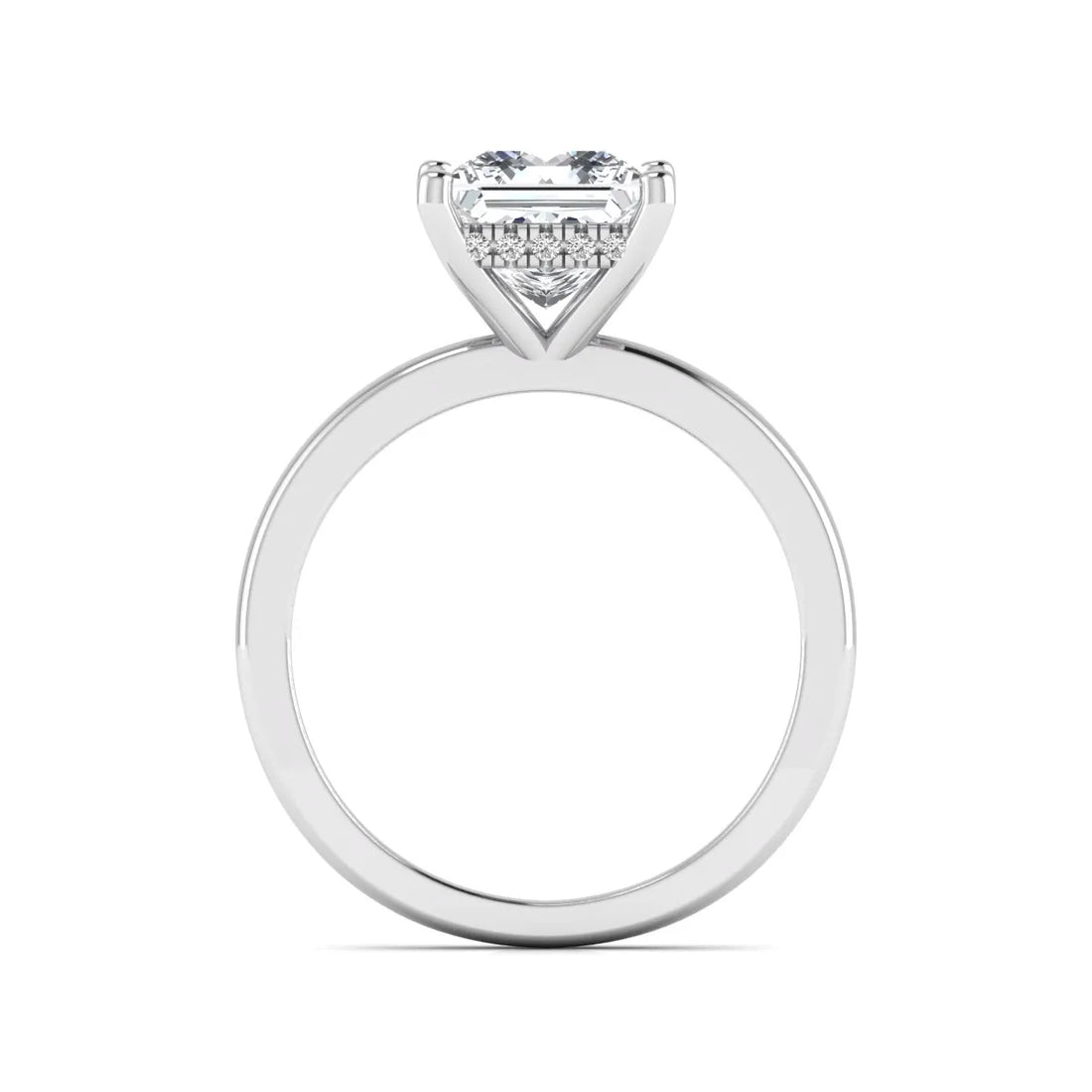 OctaPearl 2.5 ct Princess Cut Hidden Halo Lab Grown Diamond Solitaire Engagement Ring