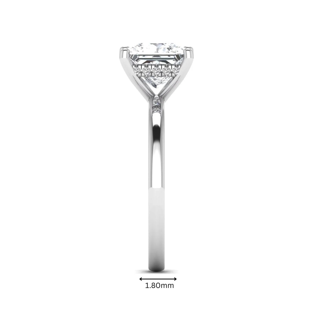OctaPearl 2.5 ct Princess Cut Hidden Halo Lab Grown Diamond Solitaire Engagement Ring