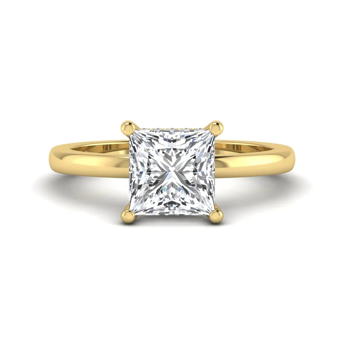 OctaPearl 2.5 ct Princess Cut Hidden Halo Lab Grown Diamond Solitaire Engagement Ring