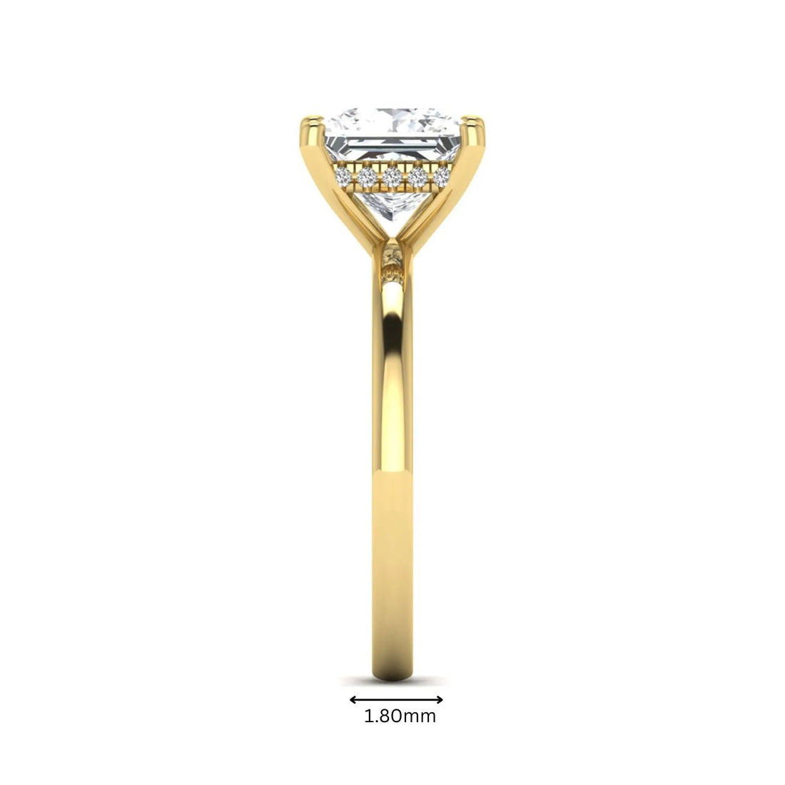OctaPearl 2.5 ct Princess Cut Hidden Halo Lab Grown Diamond Solitaire Engagement Ring
