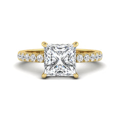 OctaPearl 3 ct Princess Cut Hidden Halo Solitaire Accent Lab Grown Diamond Engagement Ring