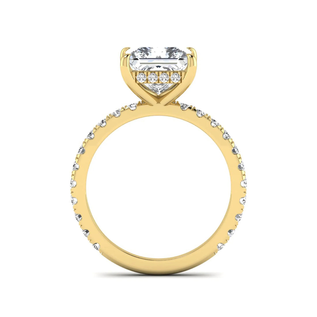 OctaPearl 3 ct Princess Cut Hidden Halo Solitaire Accent Lab Grown Diamond Engagement Ring