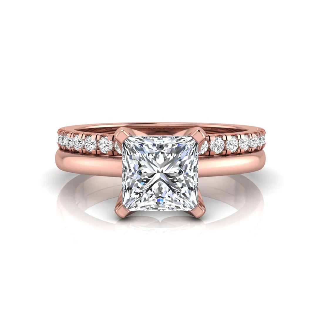 OctaPearl 1 ct Princess Cut Lab Grown Diamond Bridal Ring Set