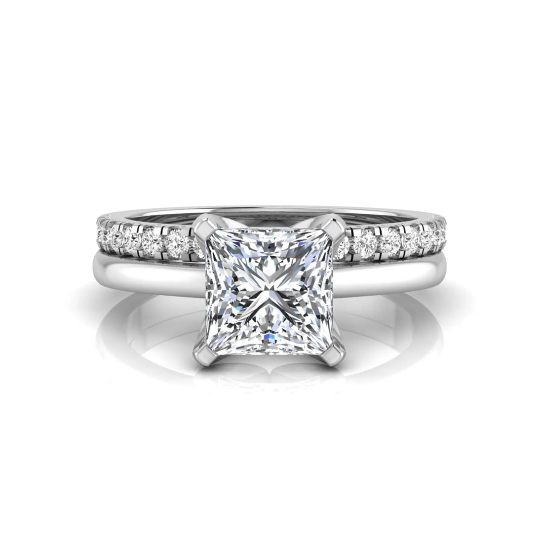 OctaPearl 1 ct Princess Cut Lab Grown Diamond Bridal Ring Set