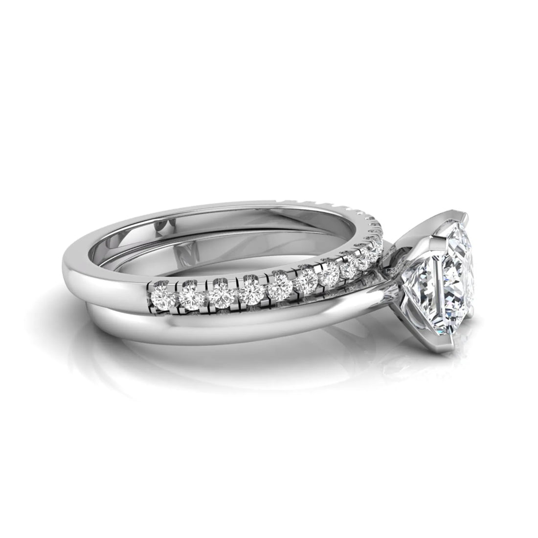 OctaPearl 1 ct Princess Cut Lab Grown Diamond Bridal Ring Set
