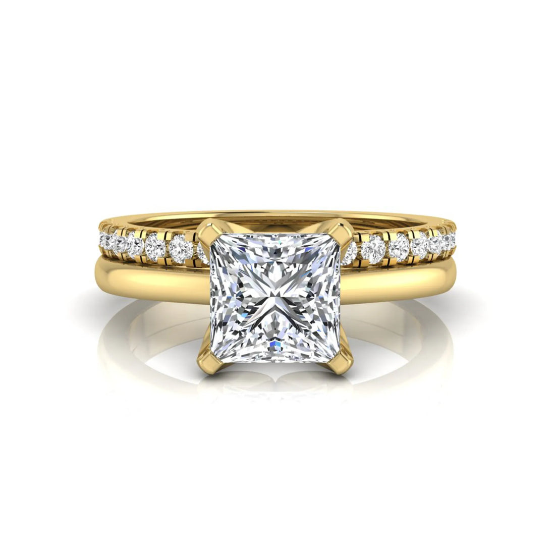 OctaPearl 1 ct Princess Cut Lab Grown Diamond Bridal Ring Set