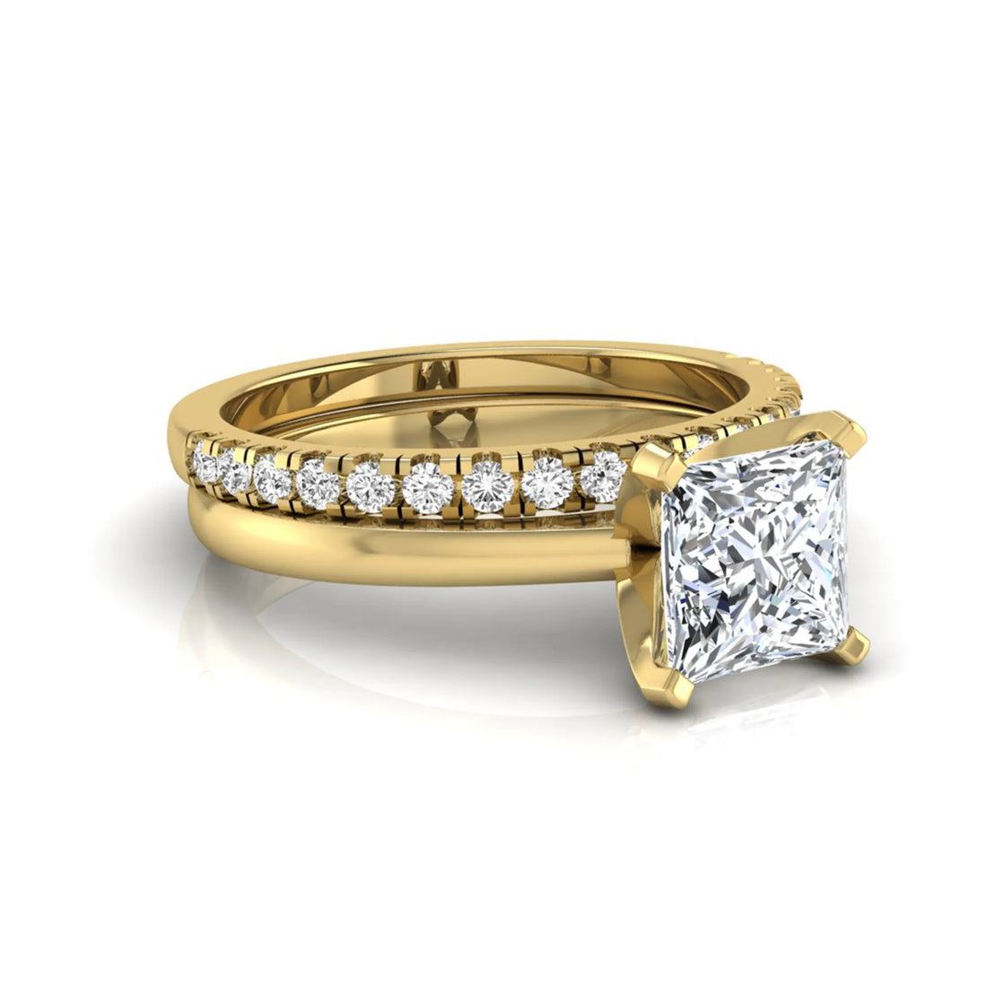 OctaPearl 1 ct Princess Cut Lab Grown Diamond Bridal Ring Set