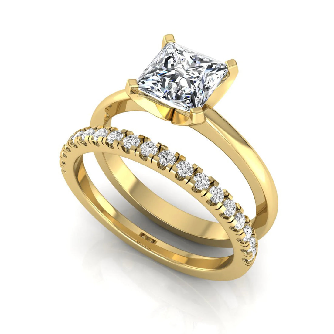 OctaPearl 1 ct Princess Cut Lab Grown Diamond Bridal Ring Set