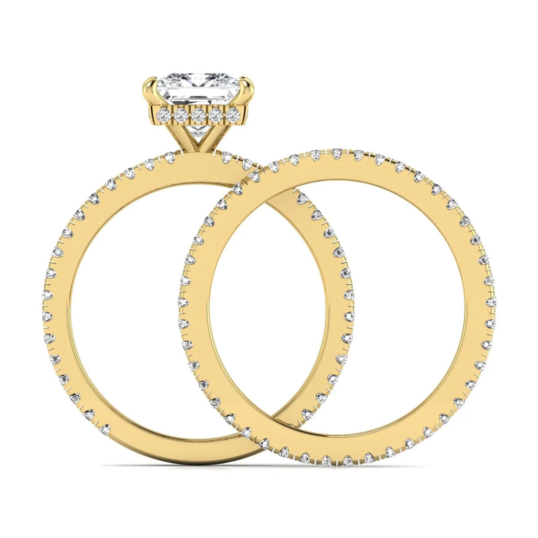 OctaPearl 2 ct Princess Cut Lab Grown Diamond Bridal Ring Set with Eternity Band