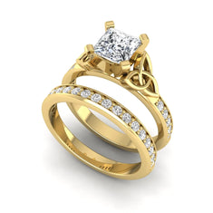 OctaPearl 1 ct Princess Cut Lab Grown Diamond Celtic Knot Bridal Ring Set - alternate view