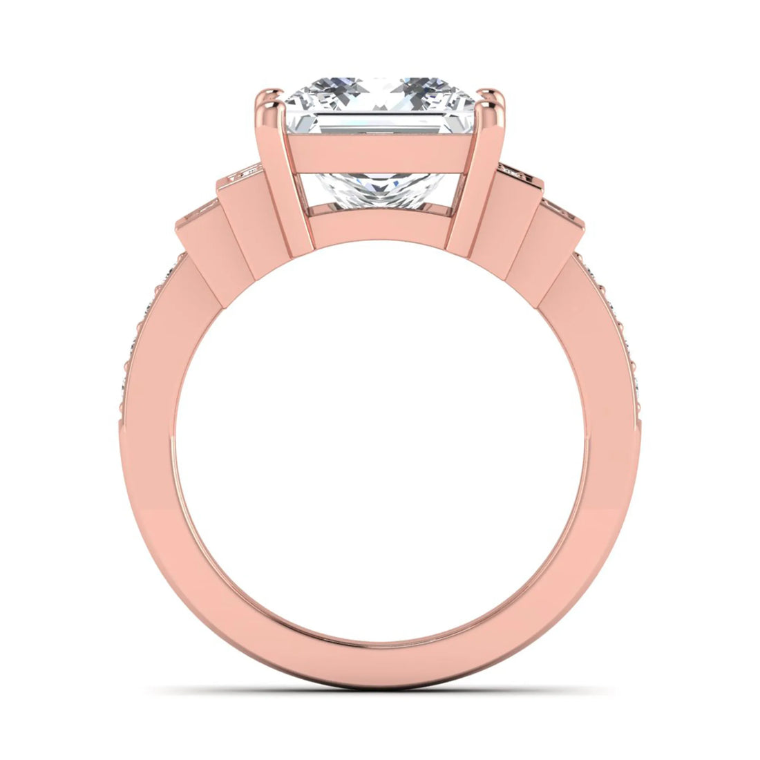 OctaPearl 4 ct Princess Cut Lab Grown Diamond Engagement Ring with Channel Set Side Diamonds