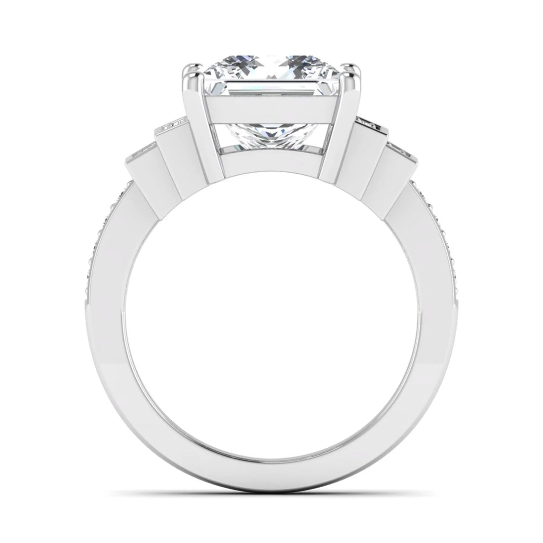 OctaPearl 4 ct Princess Cut Lab Grown Diamond Engagement Ring with Channel Set Side Diamonds