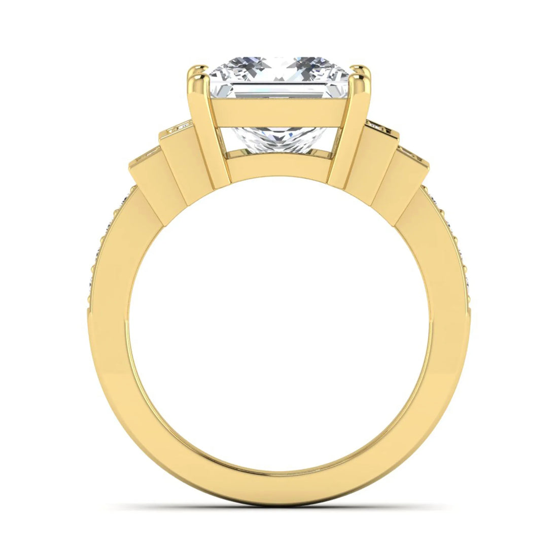 OctaPearl 4 ct Princess Cut Lab Grown Diamond Engagement Ring with Channel Set Side Diamonds
