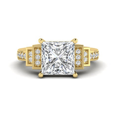 OctaPearl 4 ct Princess Cut Lab Grown Diamond Engagement Ring with Channel Set Side Diamonds