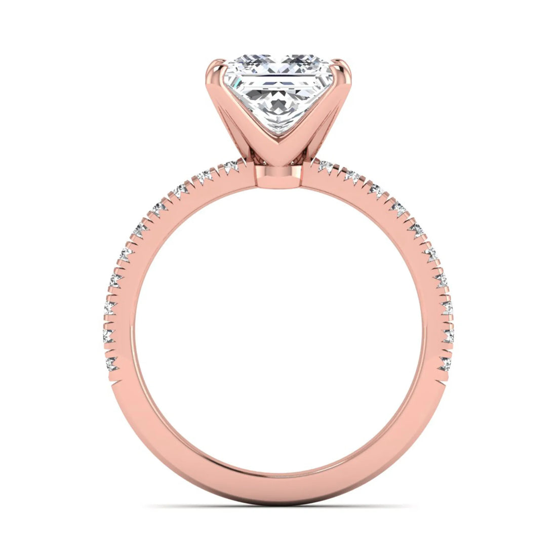 OctaPearl 3 ct Princess Cut Lab Grown Diamond Pavé Engagement Ring