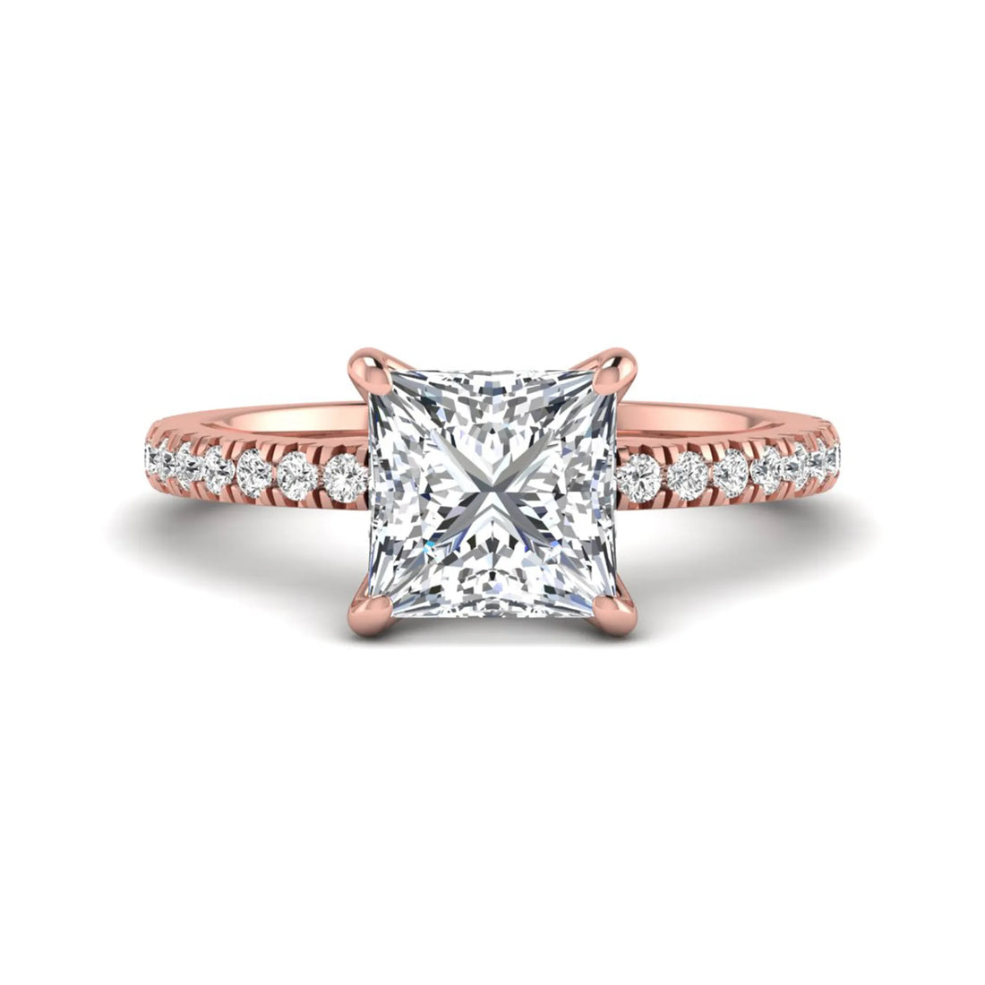OctaPearl 3 ct Princess Cut Lab Grown Diamond Pavé Engagement Ring