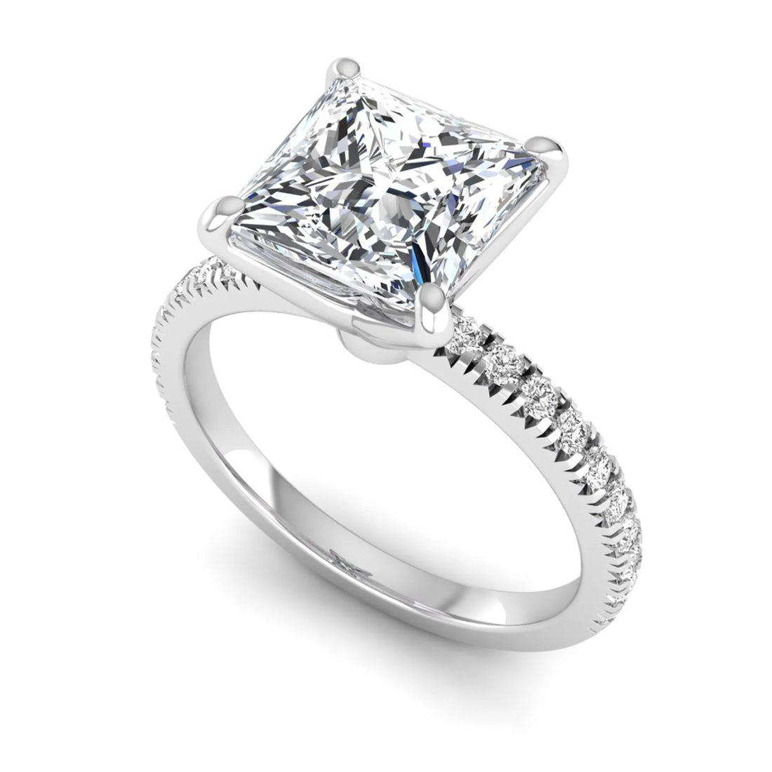 OctaPearl 3 ct Princess Cut Lab Grown Diamond Pavé Engagement Ring