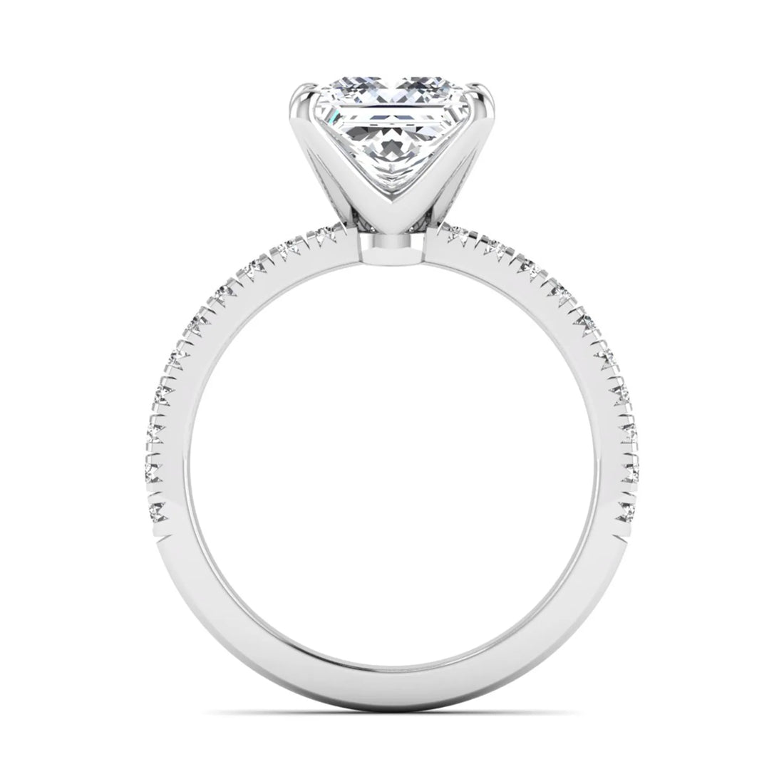 OctaPearl 3 ct Princess Cut Lab Grown Diamond Pavé Engagement Ring