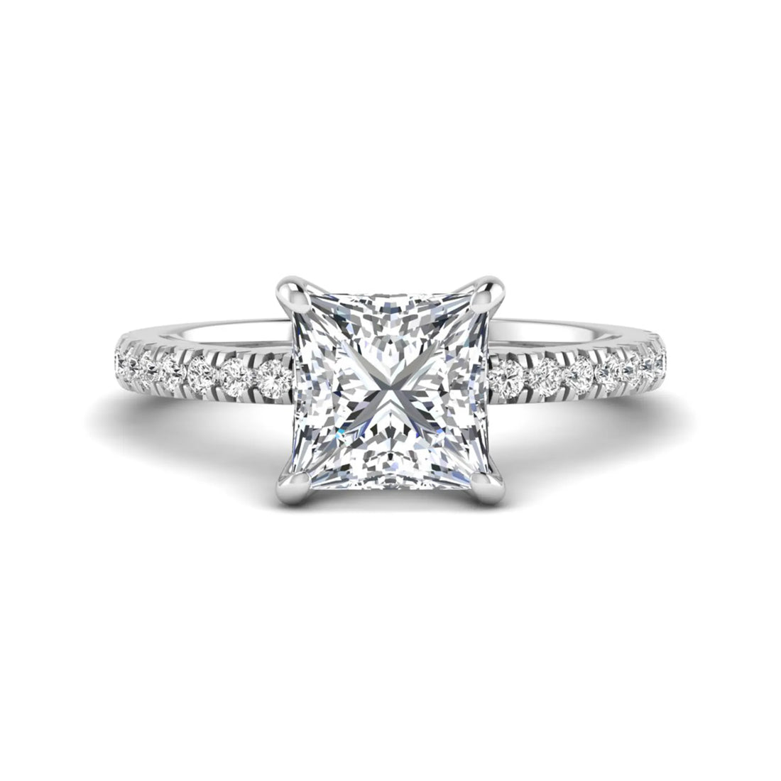 OctaPearl 3 ct Princess Cut Lab Grown Diamond Pavé Engagement Ring