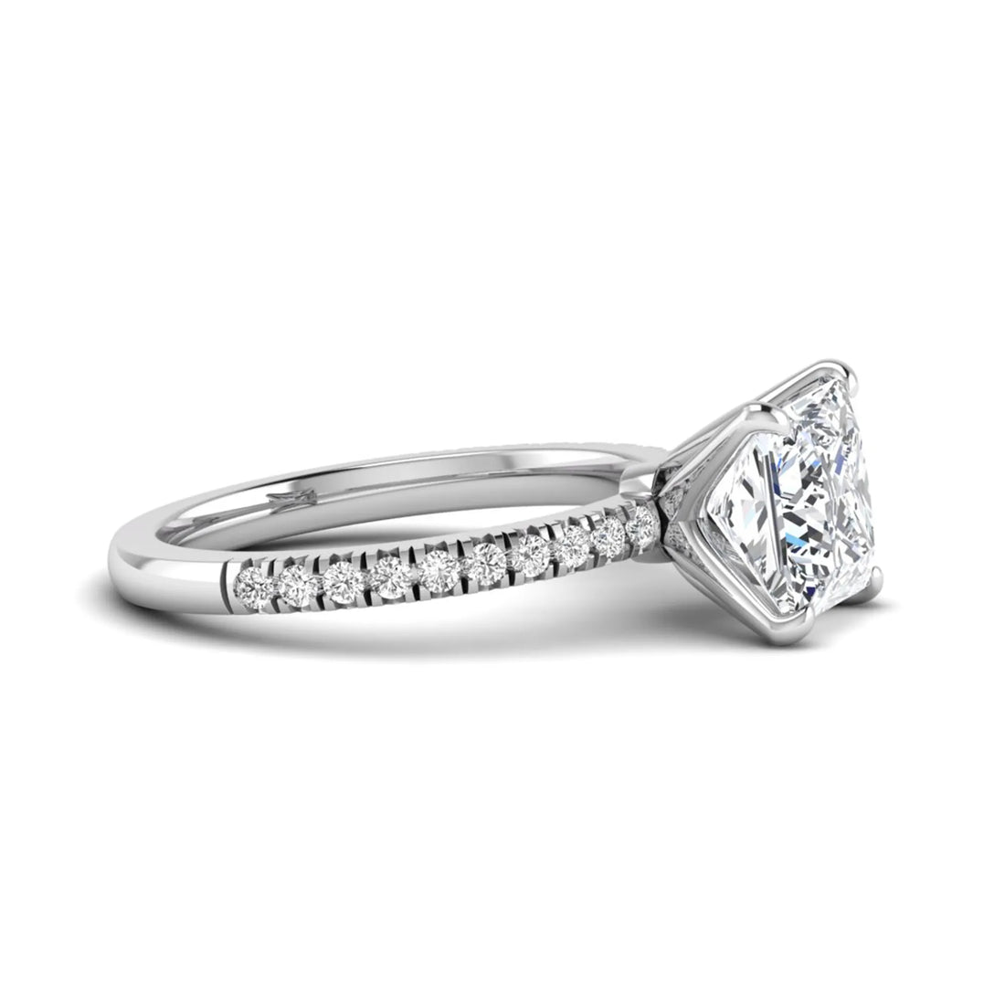 OctaPearl 3 ct Princess Cut Lab Grown Diamond Pavé Engagement Ring