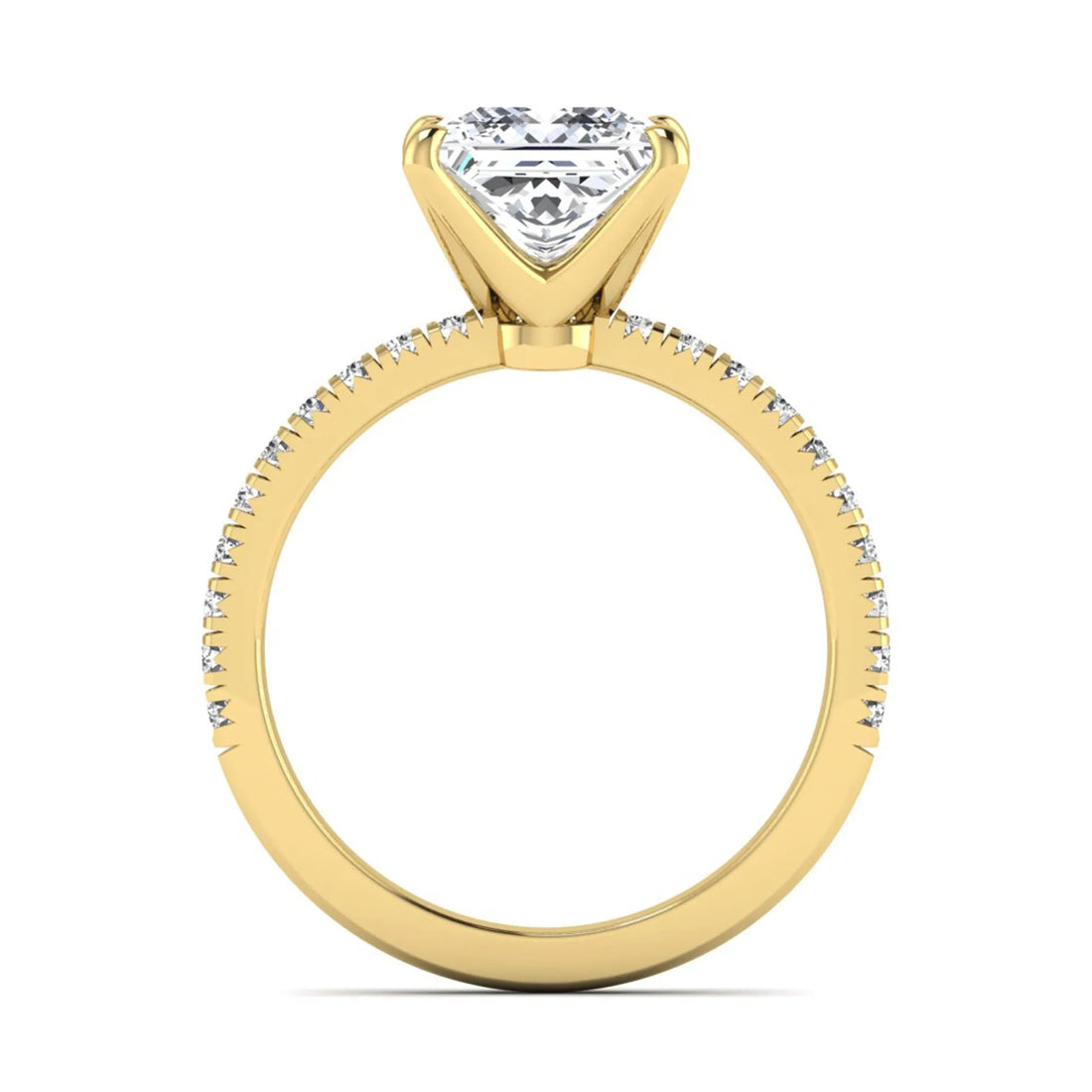 OctaPearl 3 ct Princess Cut Lab Grown Diamond Pavé Engagement Ring