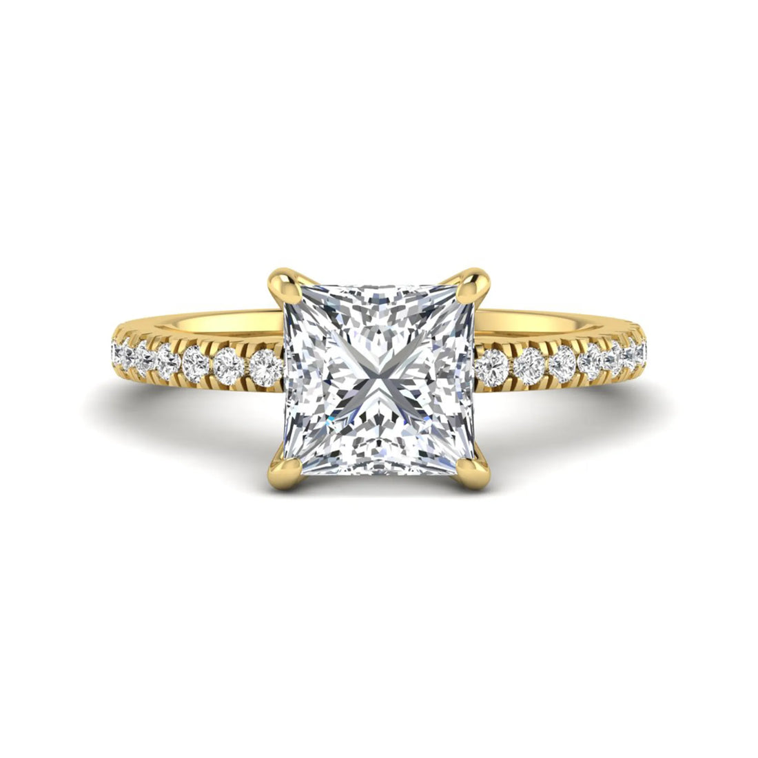 OctaPearl 3 ct Princess Cut Lab Grown Diamond Pavé Engagement Ring