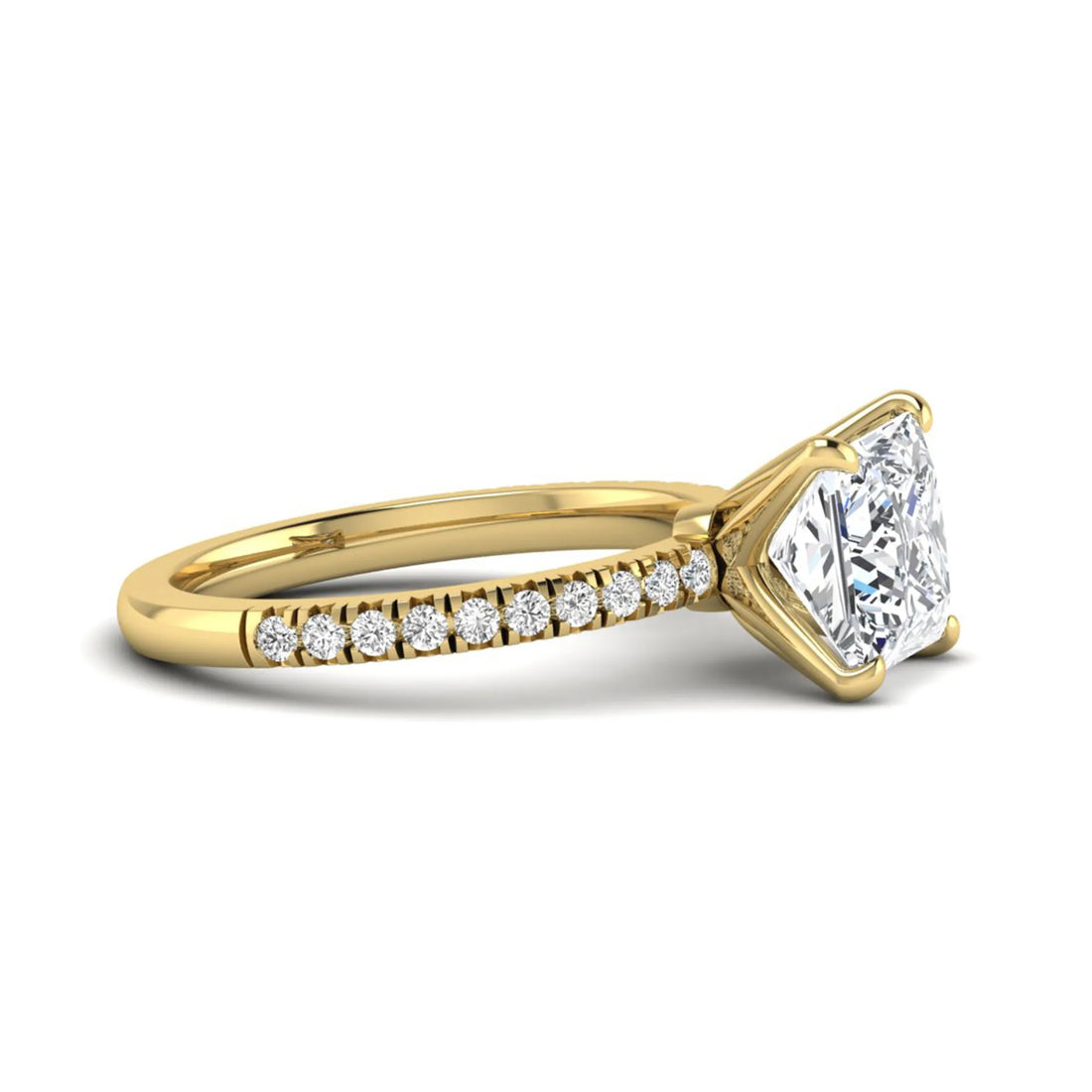OctaPearl 3 ct Princess Cut Lab Grown Diamond Pavé Engagement Ring