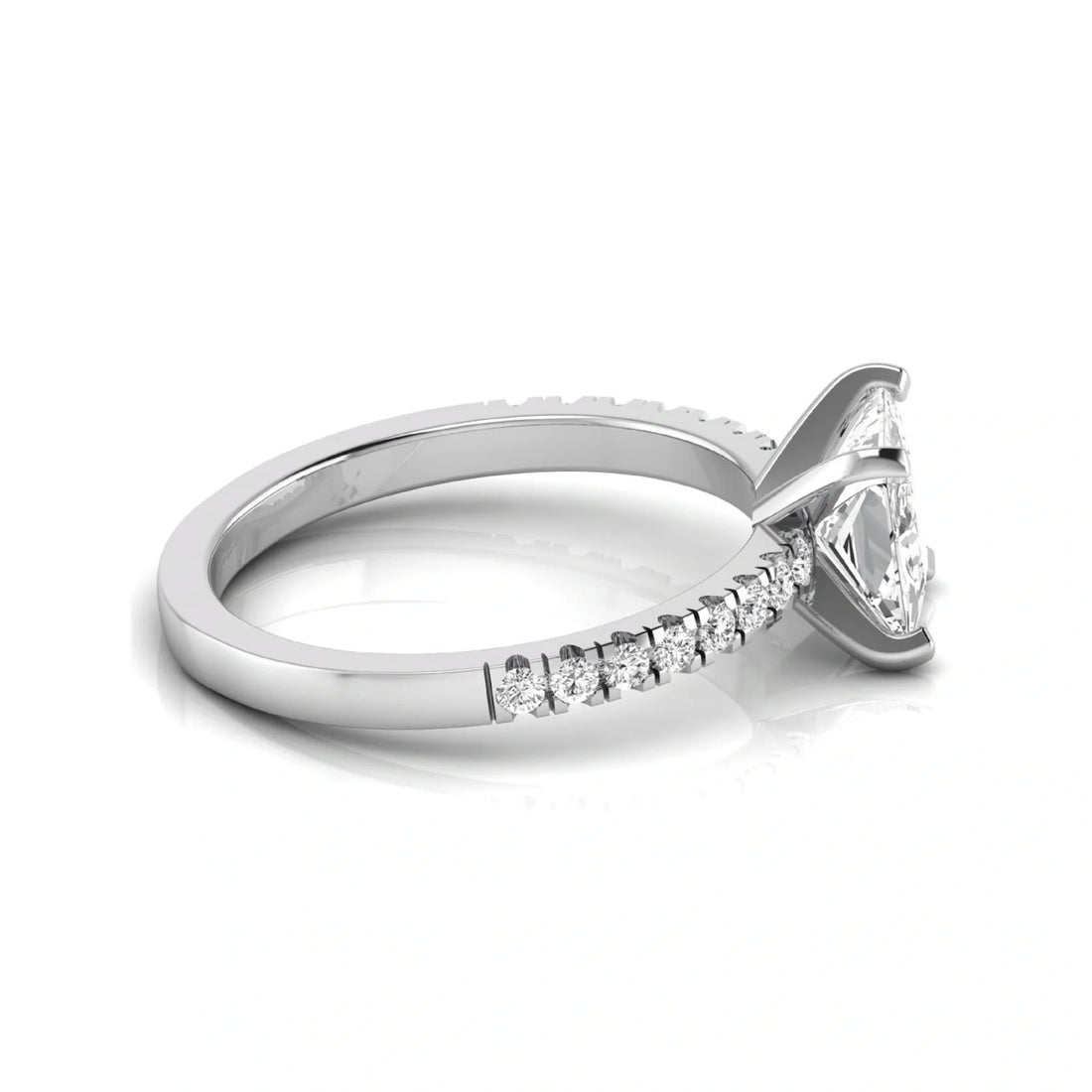 OctaPearl 2.5 ct Princess Cut Lab Grown Diamond Side Stone Accent Engagement Ring