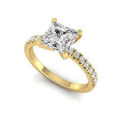 OctaPearl 2.5 ct Princess Cut Lab Grown Diamond Side Stone Accent Engagement Ring - alternate view