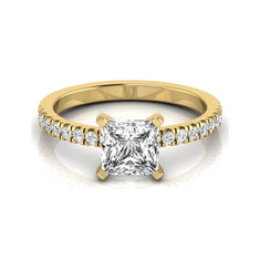 OctaPearl 2.5 ct Princess Cut Lab Grown Diamond Side Stone Accent Engagement Ring