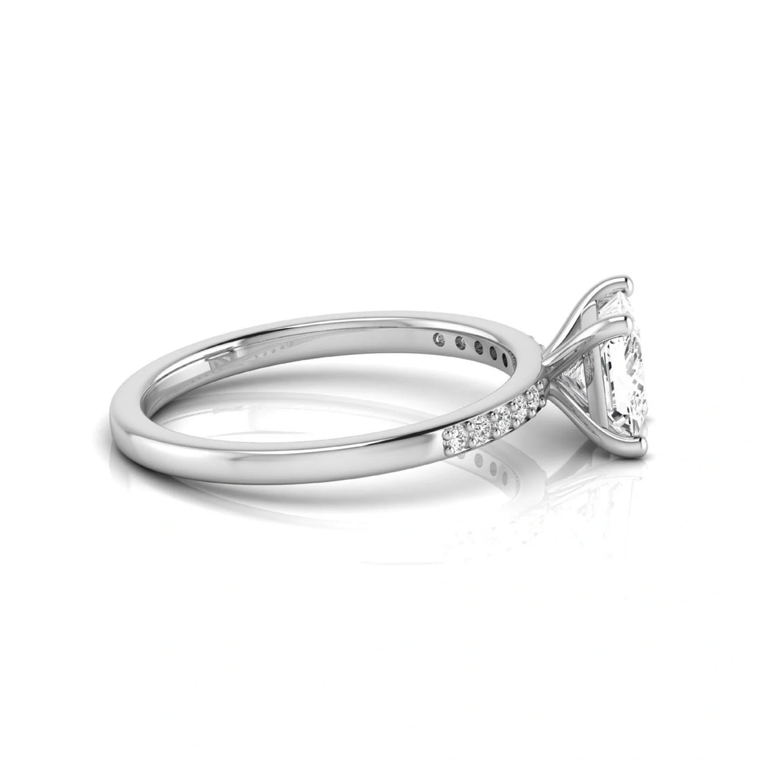 OctaPearl 1 ct Princess Cut Lab Grown Diamond Side Stone Engagement Ring