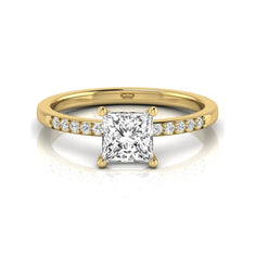 OctaPearl 1 ct Princess Cut Lab Grown Diamond Side Stone Engagement Ring