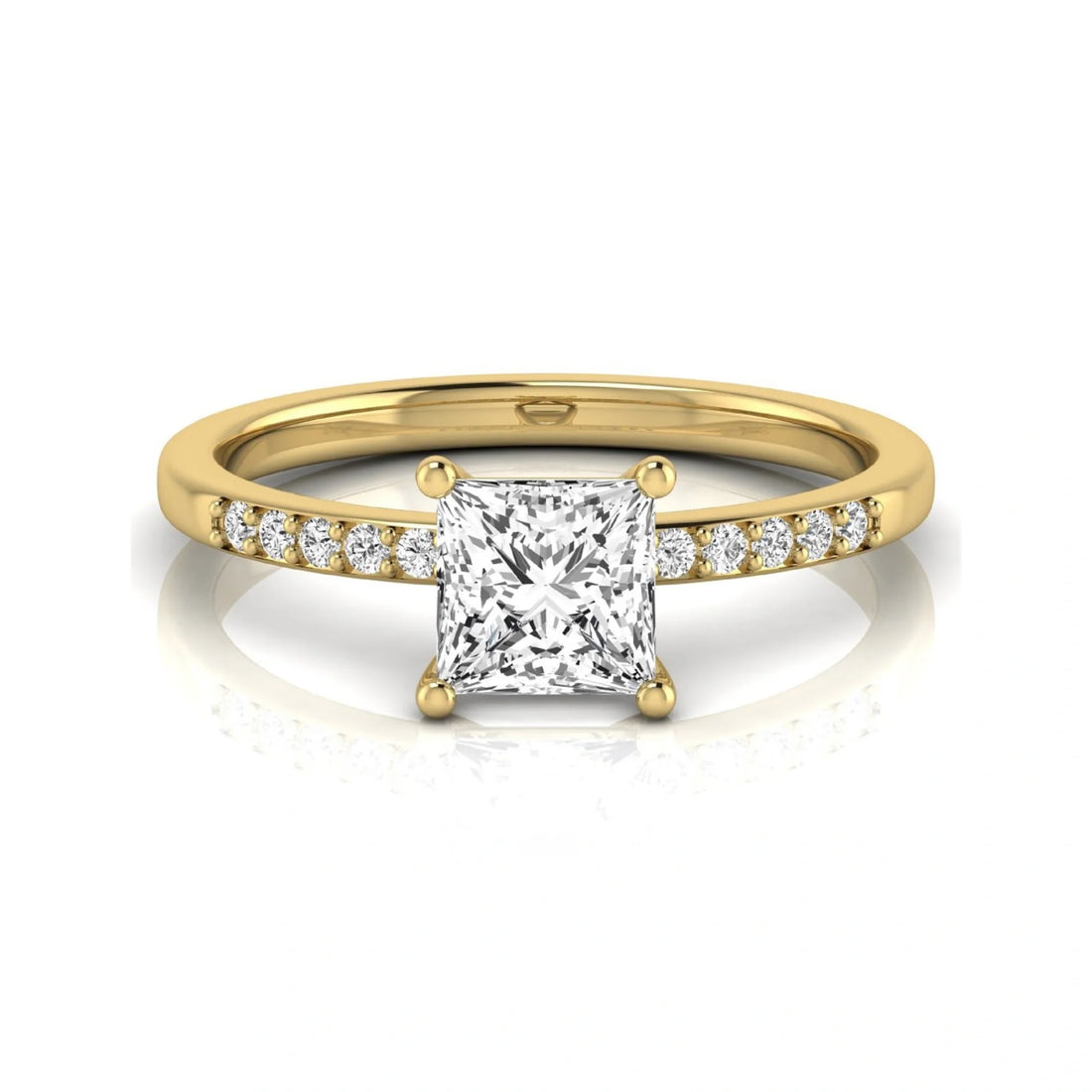OctaPearl 1 ct Princess Cut Lab Grown Diamond Side Stone Engagement Ring