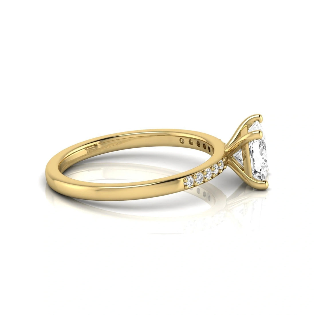 OctaPearl 1 ct Princess Cut Lab Grown Diamond Side Stone Engagement Ring