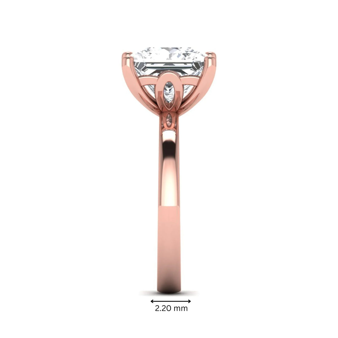 OctaPearl 3 ct Princess Cut Lab Grown Diamond Solitaire Engagement Ring