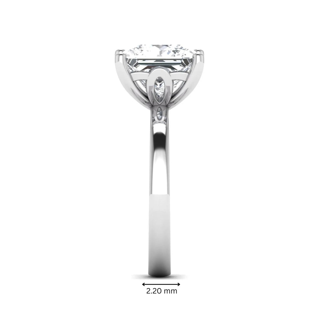 OctaPearl 3 ct Princess Cut Lab Grown Diamond Solitaire Engagement Ring