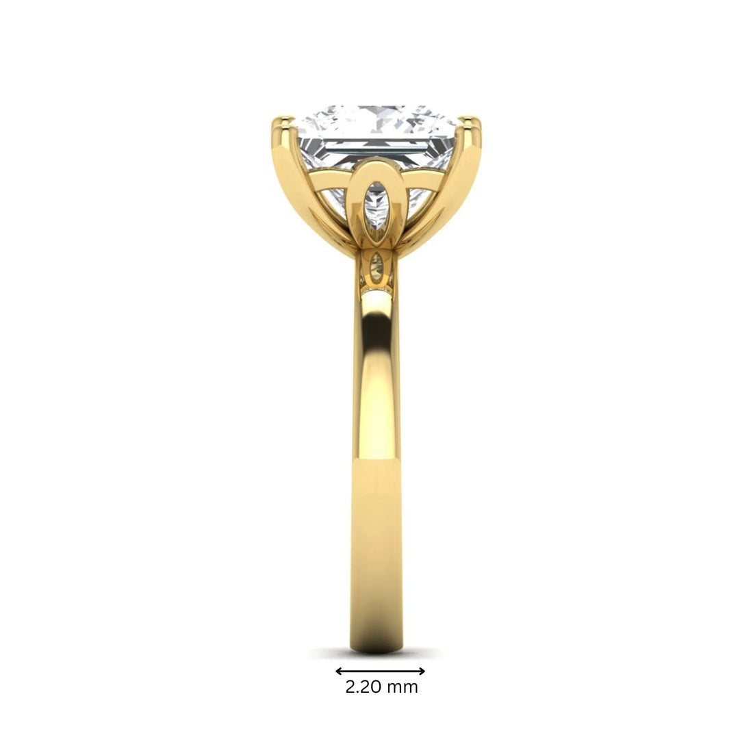 OctaPearl 3 ct Princess Cut Lab Grown Diamond Solitaire Engagement Ring