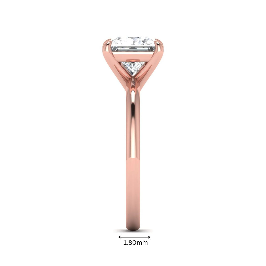 OctaPearl 2.5 ct Princess Cut Lab Grown Diamond Solitaire Engagement Ring