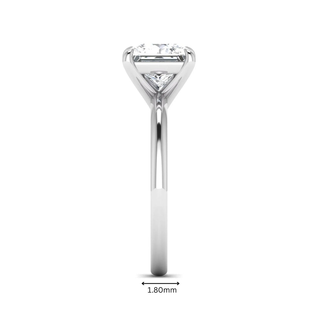 OctaPearl 2.5 ct Princess Cut Lab Grown Diamond Solitaire Engagement Ring