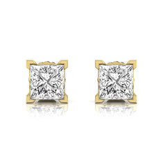 OctaPearl Princess Cut Lab Grown Diamond Stud Earrings - 4.00 CTW - alternate view