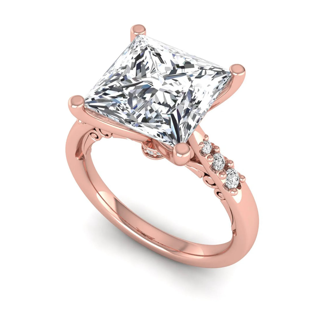 OctaPearl 4 ct Princess Cut Lab Grown Diamond Vintage Solitaire Engagement Ring