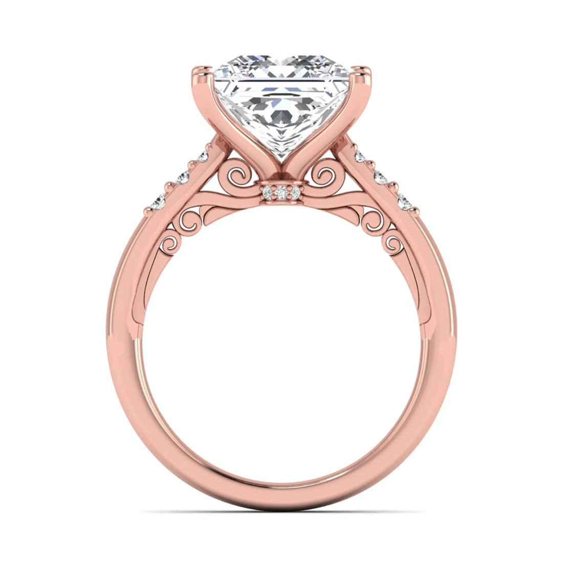 OctaPearl 4 ct Princess Cut Lab Grown Diamond Vintage Solitaire Engagement Ring
