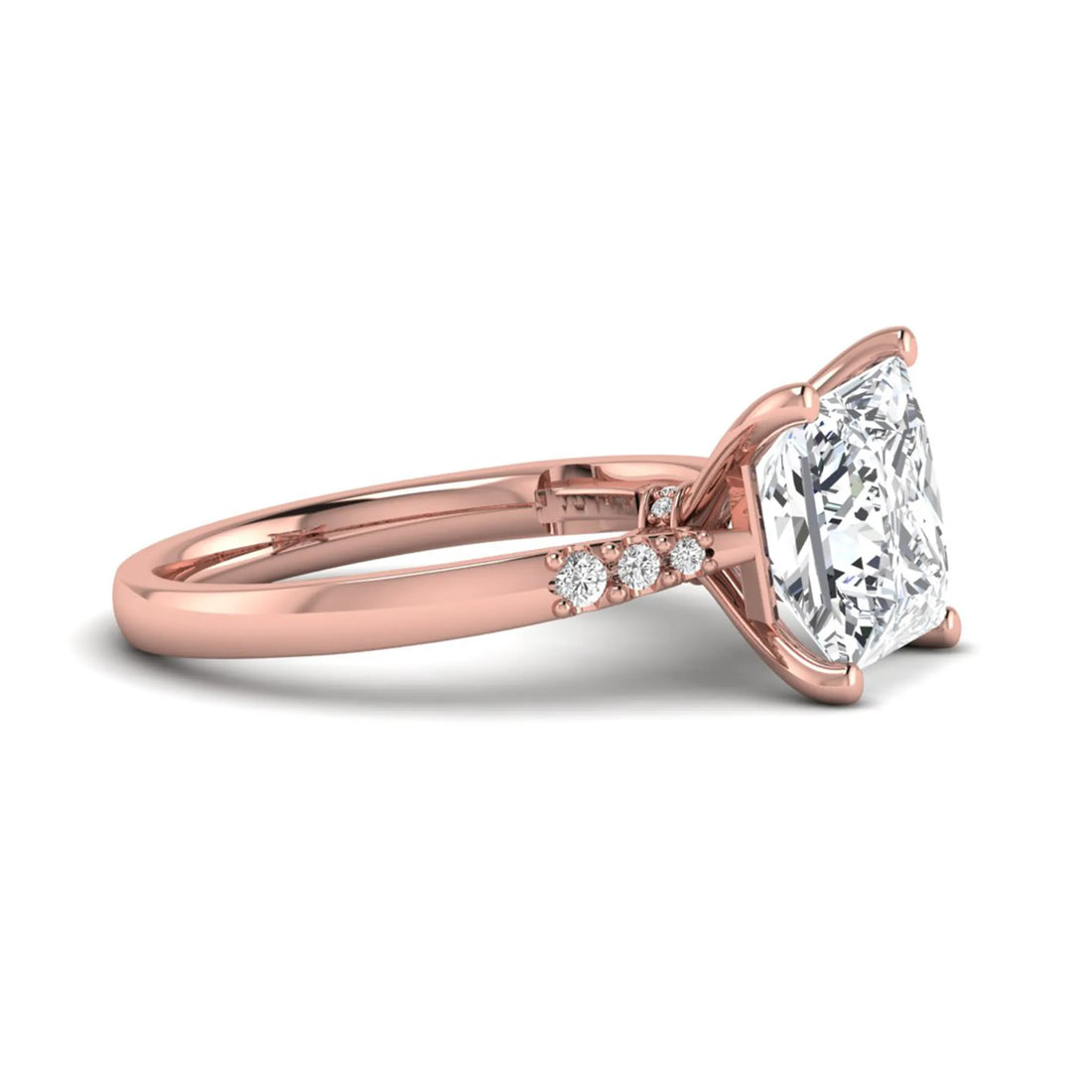 OctaPearl 4 ct Princess Cut Lab Grown Diamond Vintage Solitaire Engagement Ring